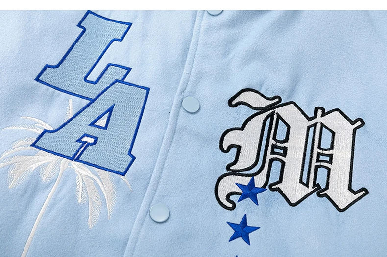 Letter Embroidery "LA" Streetwear Varsity Jacket