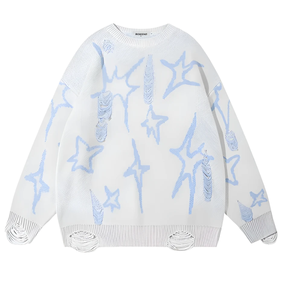 Ripped Y2k Graphic Loose Sweater