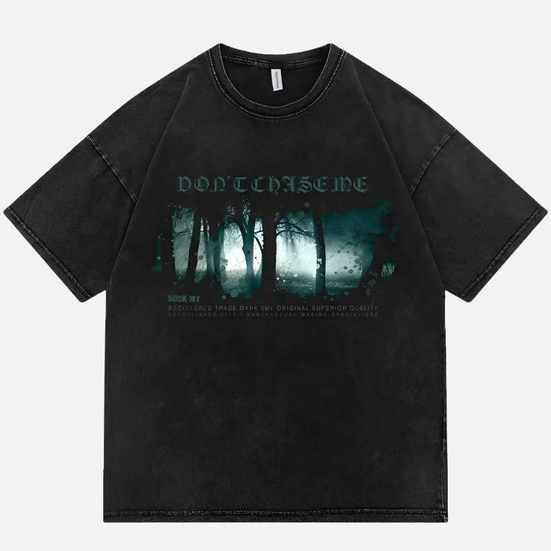 Screen Printed Snow Wash Vintage Forest T-Shirt