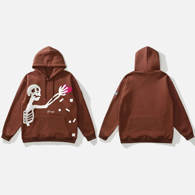 Skeleton Patch Soft Pullover Hoodie