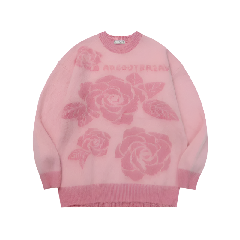 Soft Casual Knit Floral Jacquard Pullover