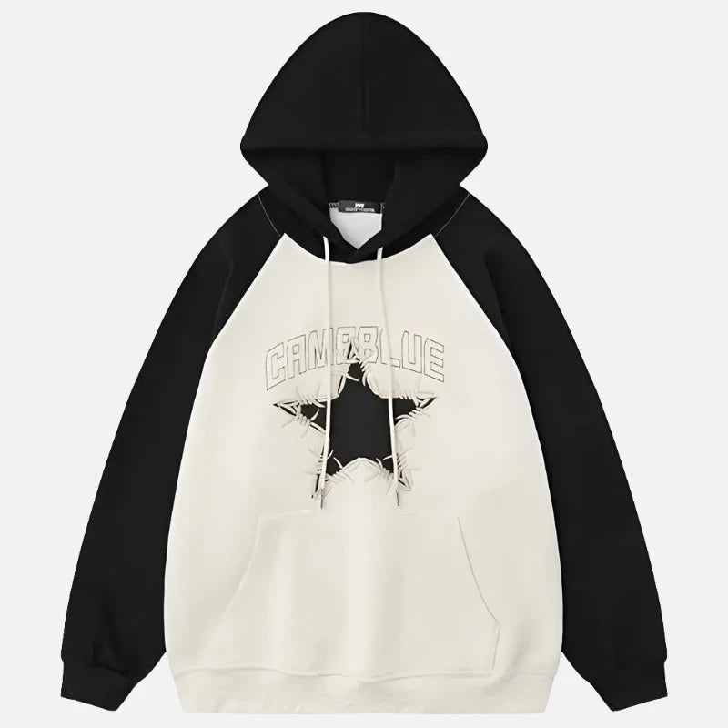 Star Stitching Y2k Oversized Retro Hoodie