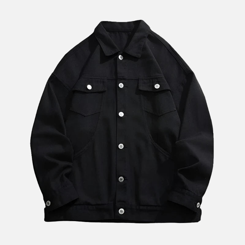 Retro Collar Button Solid Color Streetwear Jacket