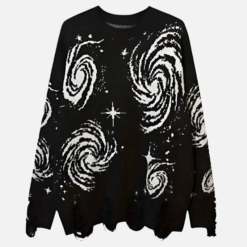 Stellar Sky Ripped Hem Grunge Pullover