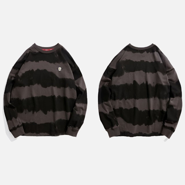 Tie Dye Striped Casual Pullover