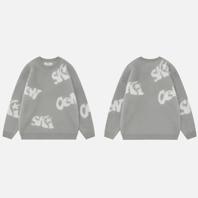 Y2k Retro Letter Knitted Sweater