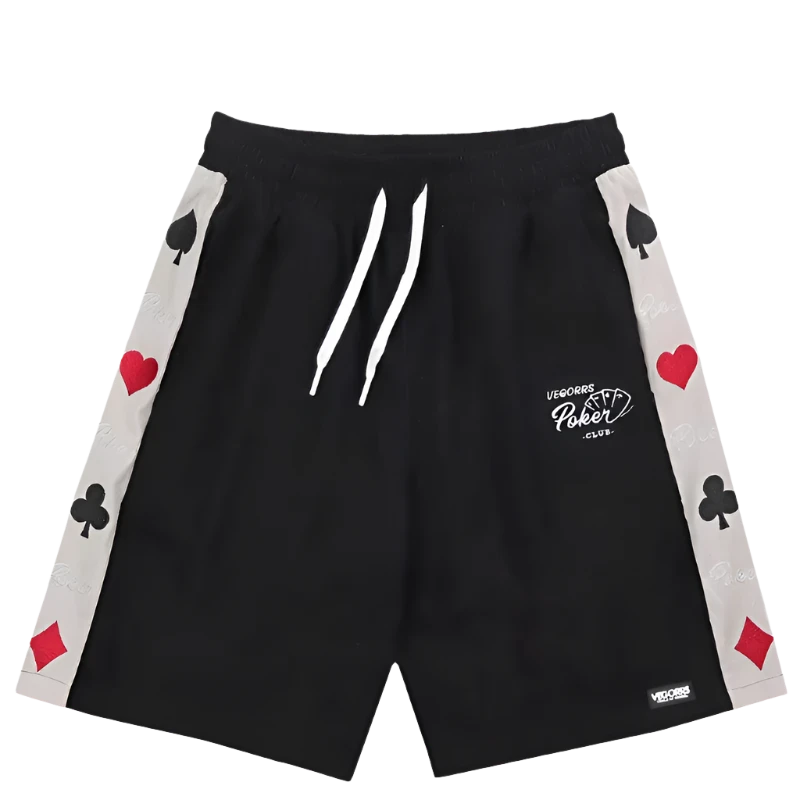 Embroidered Poker Card Suites Cotton Shorts