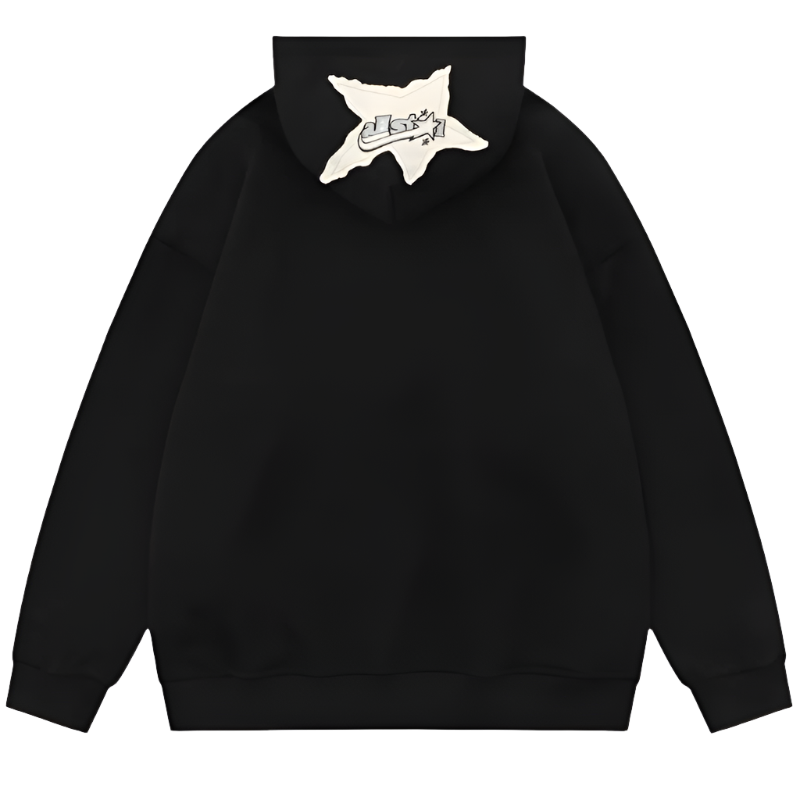 Embroidered Star Patch Reflective Hoodie