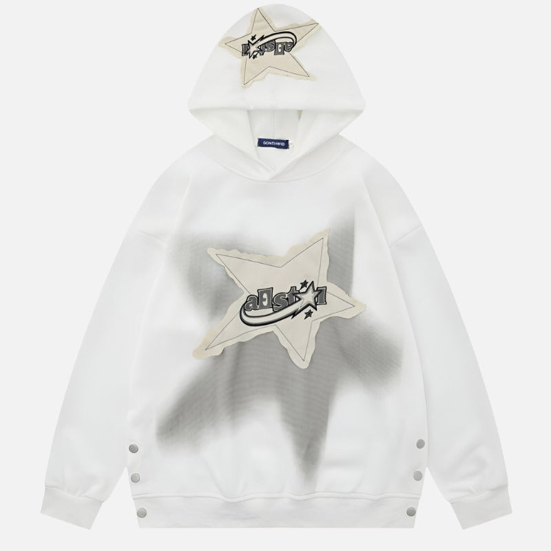 Embroidered Star Patch Reflective Hoodie