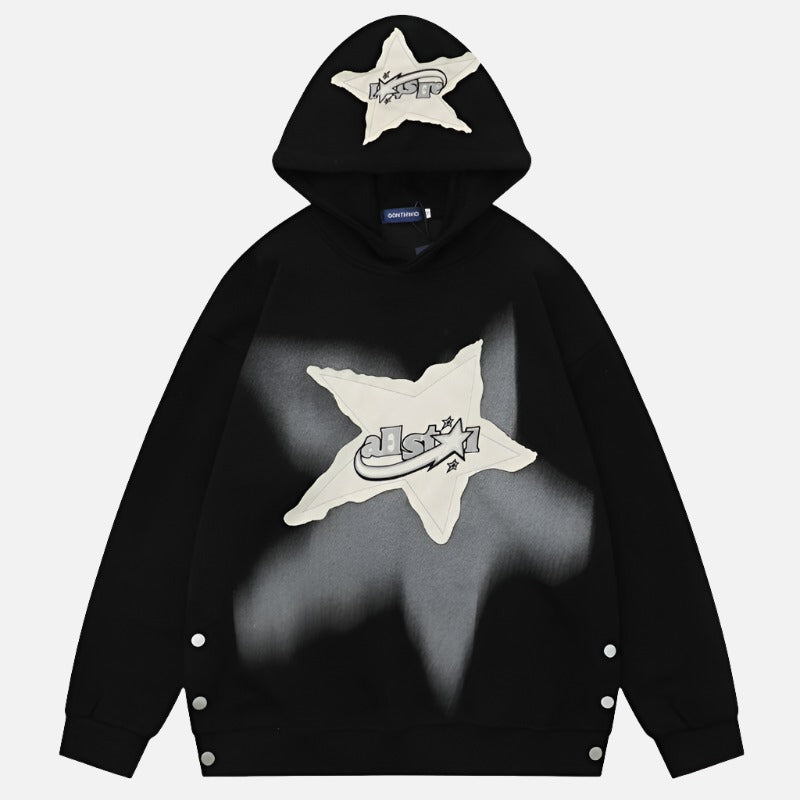 Embroidered Star Patch Reflective Hoodie