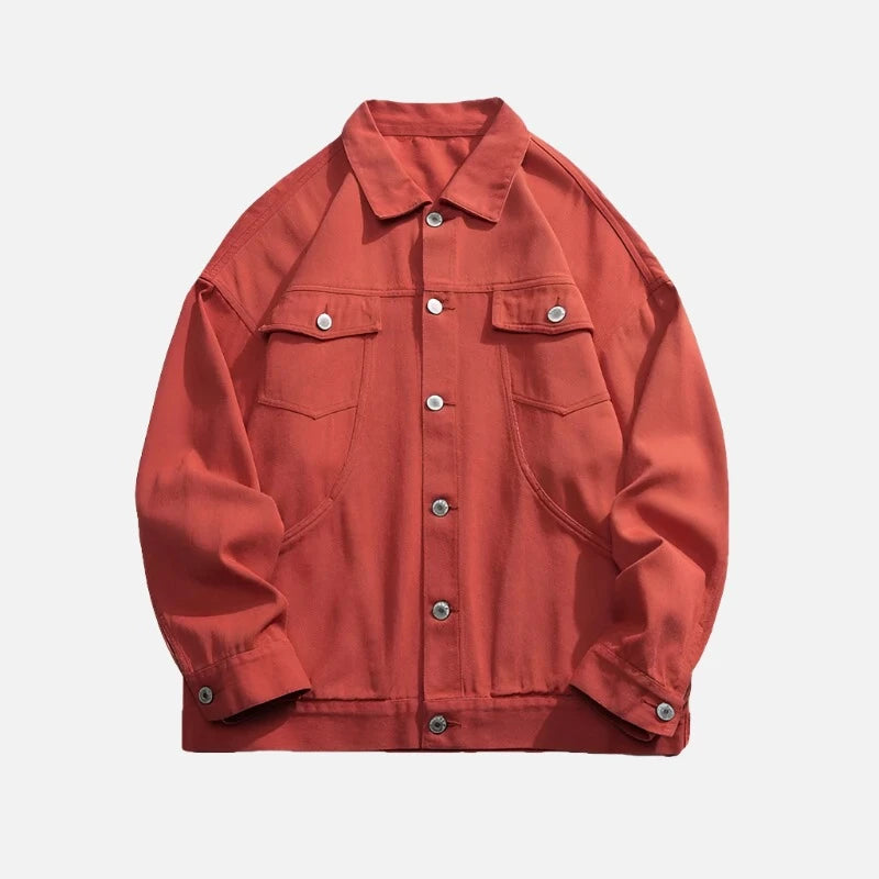 Retro Collar Button Solid Color Streetwear Jacket