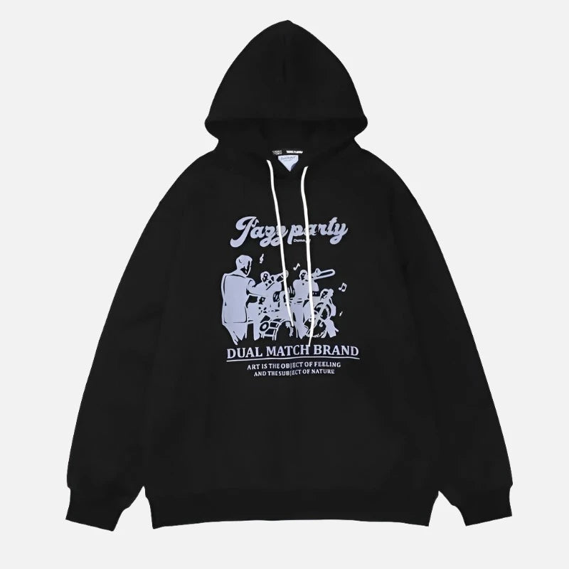 Band Vintage Printed Cotton Pullover Hoodie