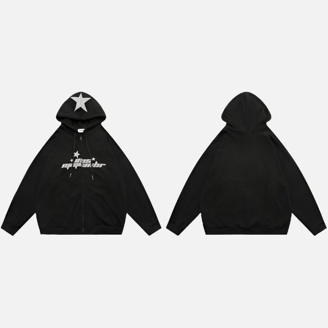 Star Y2k Retro Autumn Zip-Up Hoodie