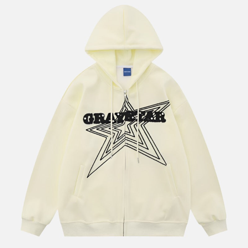 GrayStar Y2k Lettering Zip Up Hoodie