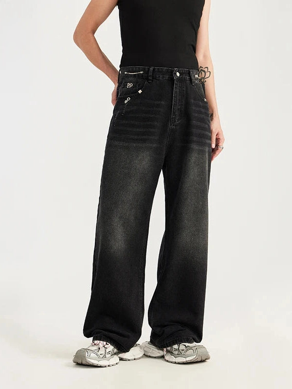 High Street Washed Wide Leg Jeans