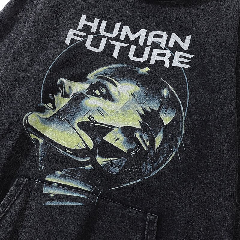 Human Future Oversized Cyberpunk Hoodie