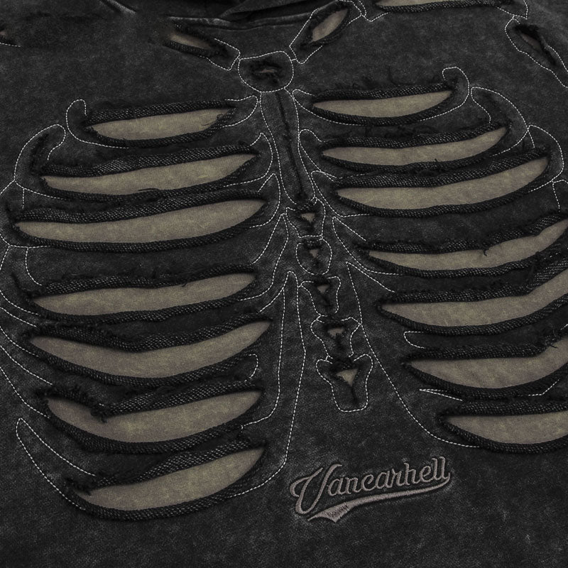 Ribcage Embroidered Bone Hoodie