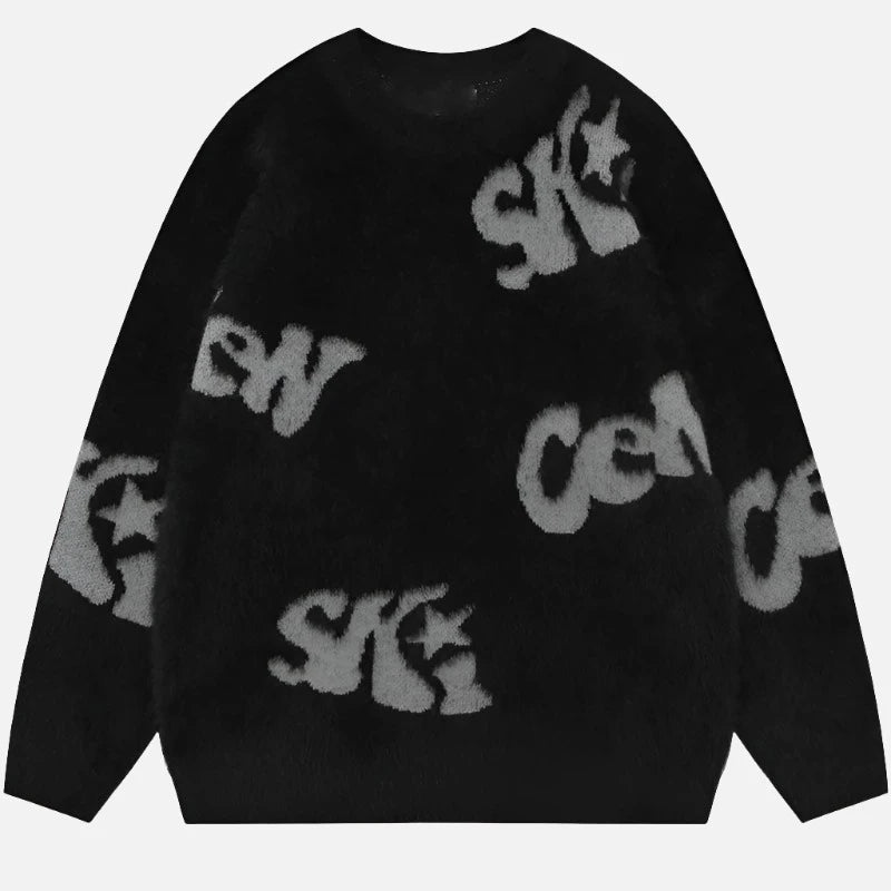 Y2k Retro Letter Knitted Sweater