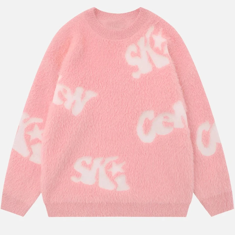 Y2k Retro Letter Knitted Sweater