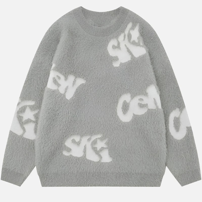 Y2k Retro Letter Knitted Sweater