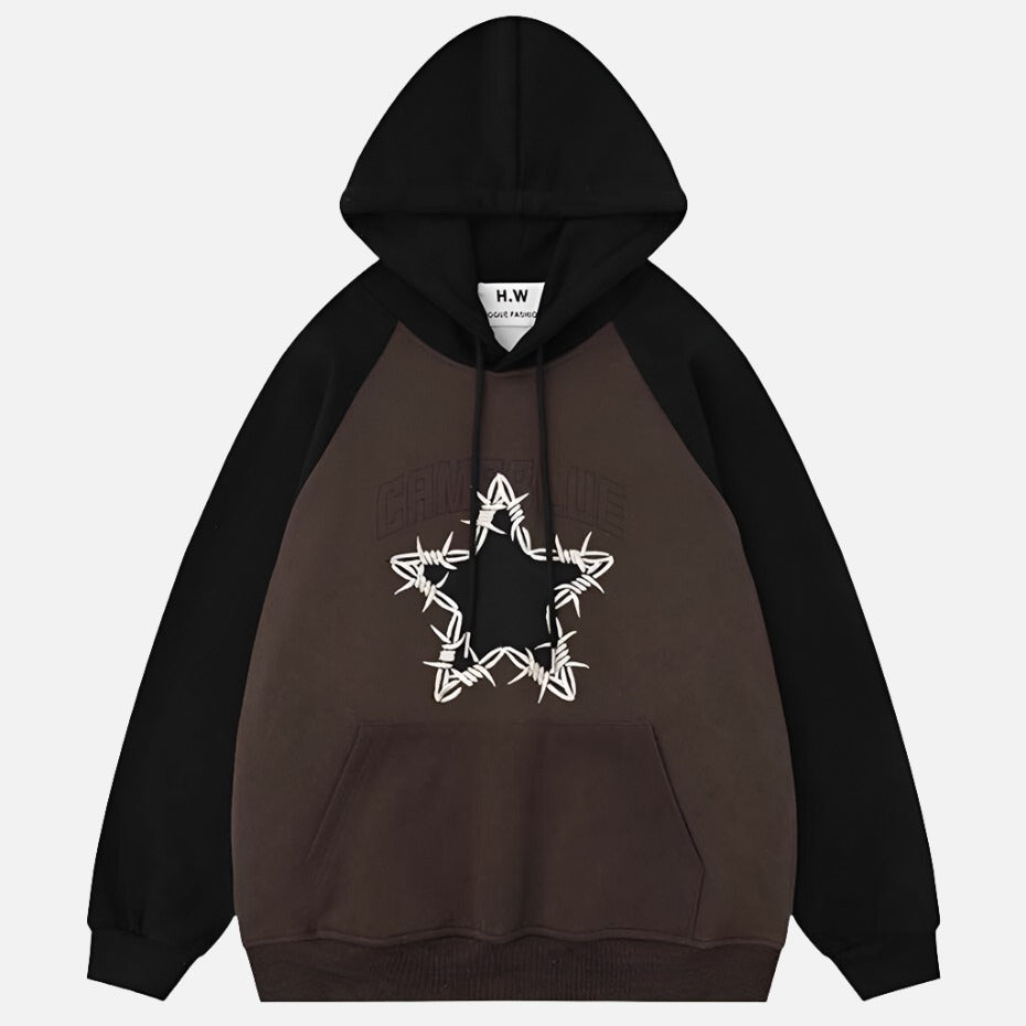 Star Stitching Y2k Oversized Retro Hoodie