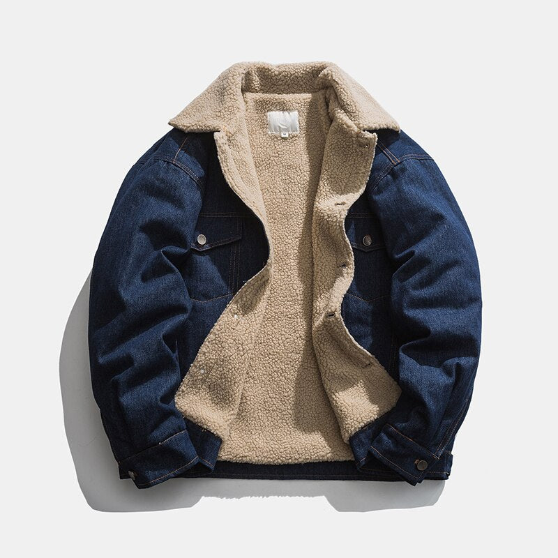 Padded Denim Lambswool Winter Jacket - Stronos