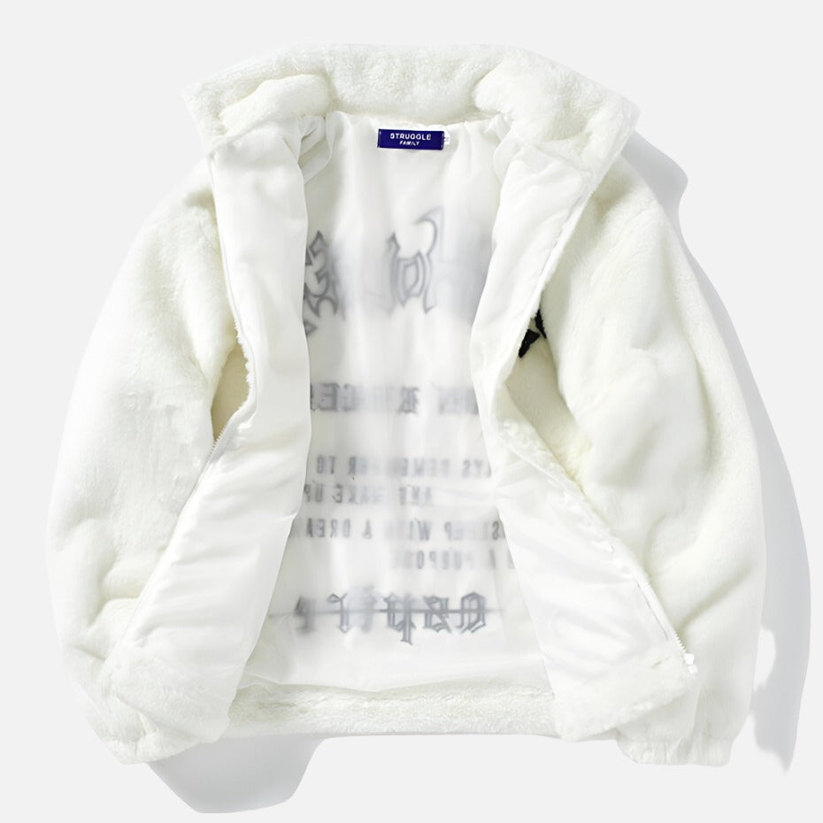 Aspire Lettering Fur Oversized Winter Jacket