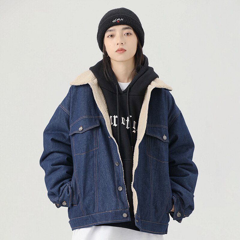 Padded Denim Lambswool Winter Jacket - Stronos