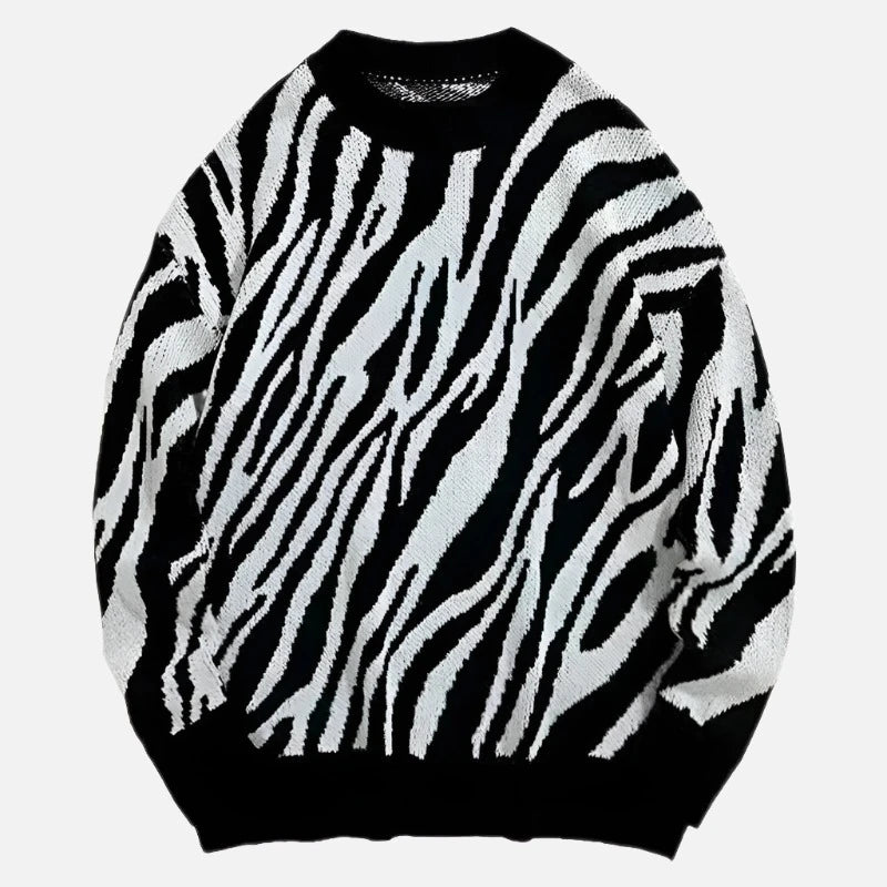 Zebra Knitted Pullover Autumn Sweater